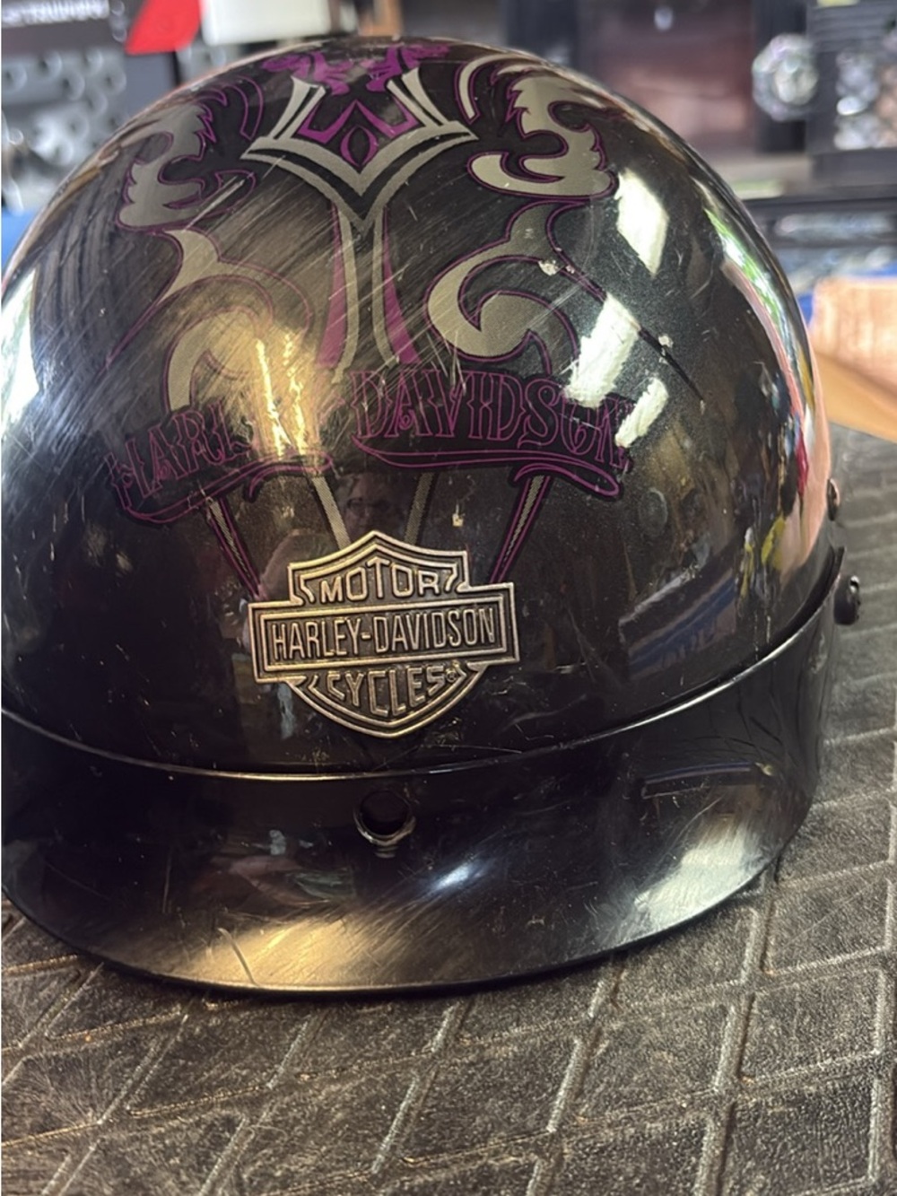 Harley-Davidson Black Helmet with Purple Graphic Accents
